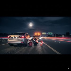 سوخت‌رسانی اضطراری رنو در تهران کنار بزرگراه