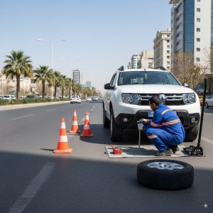 پنچرگیری و تعویض لاستیک رنو در محل در تهران