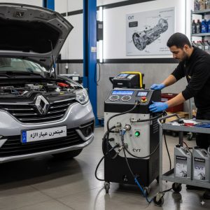 سرویس تعویض روغن گیربکس CVT رنو در کارگاه تهران با دستگاه سیرکولیشن