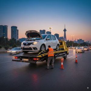 امداد خودرو ساندرو در تهران با خودروبر تخت و تجهیزات ایمنی