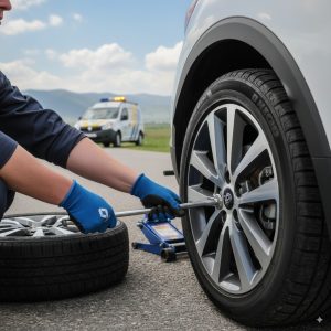 پنچرگیری رنو و تعویض لاستیک در محل