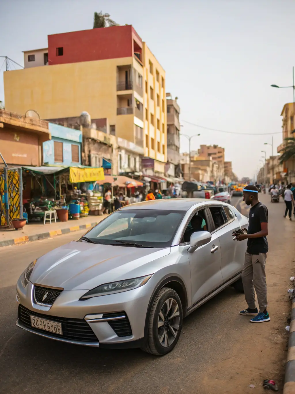 A Renault Sandero hatchback parked in a city street, highlighting its compact size and modern design, with emphasis on its agility and versatility.