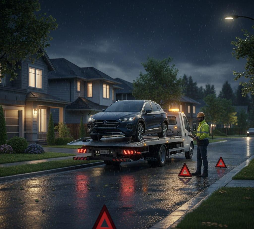 خودروبر تخت‌رو در اکباتان در حال حمل رنو با مهاربندی ایمن