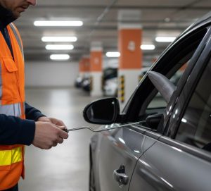 باز کردن درب رنو در پارکینگ بدون آسیب با ابزار تخصصی