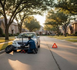 پنچرگیری رنو در سعادت‌آباد با جک و ابزار ایمن کنار خیابان